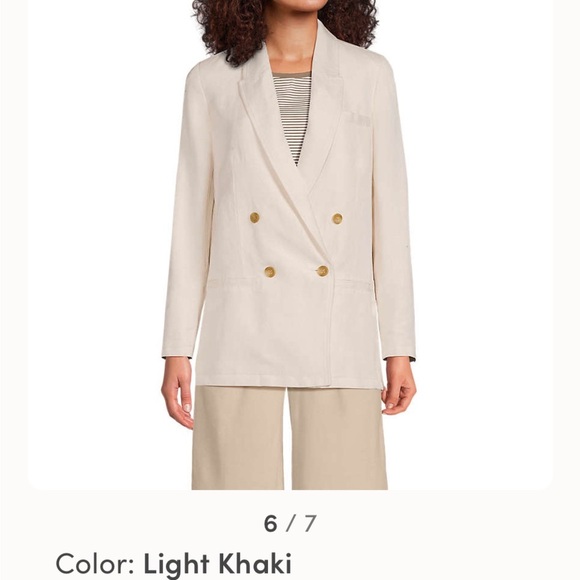 Lands End Women's Linen Double Breasted Blazer Size 4. Career Casual Preppy - Picture 10 of 10